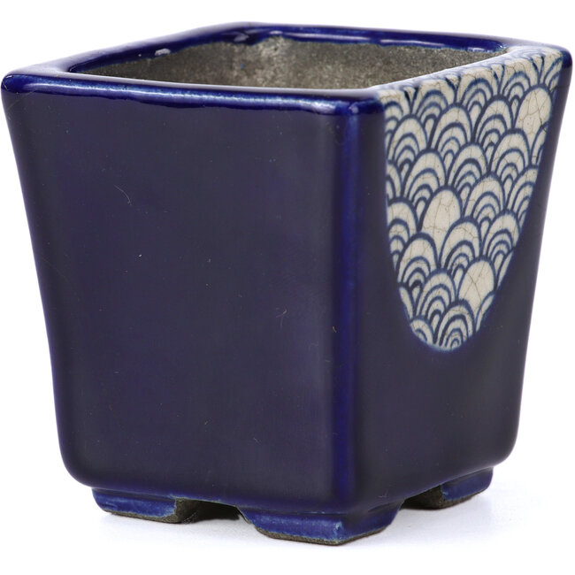 Vaso per bonsai quadrato blu di Terahata Satomi Mazan - 65 x 65 x 70 mm