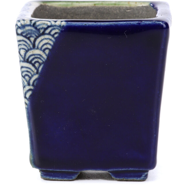 Quadratische grüne Bonsaischale von Terahata Satomi Mazan - 65 x 65 x 70 mm