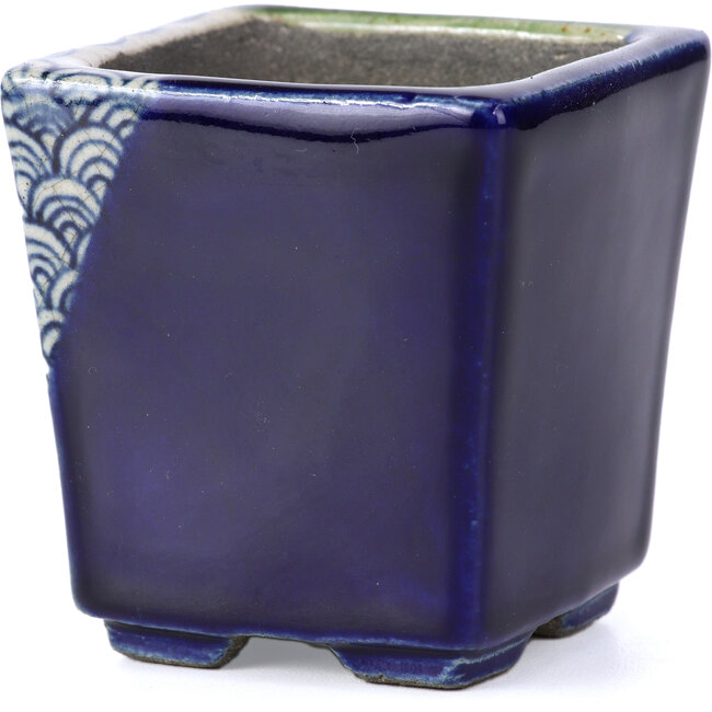 Vaso per bonsai quadrato verde di Terahata Satomi Mazan - 65 x 65 x 70 mm