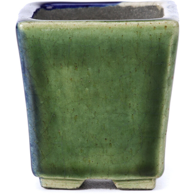 Vaso per bonsai quadrato verde di Terahata Satomi Mazan - 65 x 65 x 70 mm