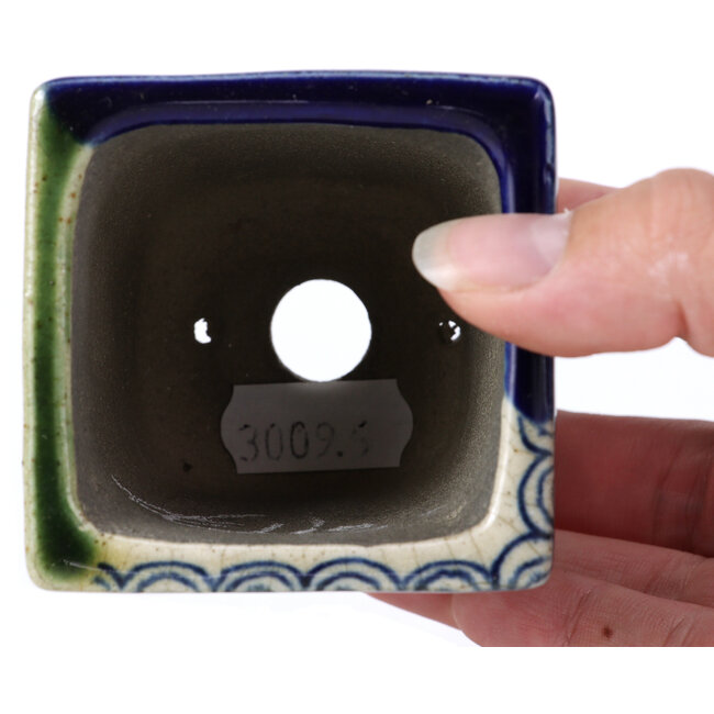 Maceta de bonsái verde cuadrada de Terahata Satomi Mazan - 65 x 65 x 70 mm