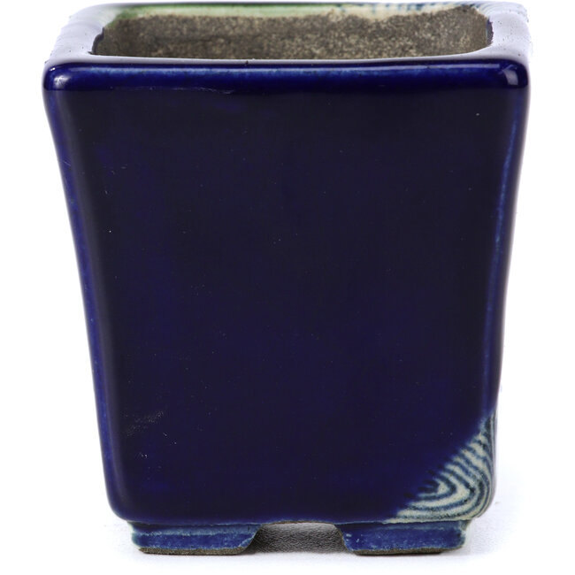 Pot à bonsaï carré bleu par Terahata Satomi Mazan - 65 x 65 x 70 mm