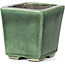 Square green bonsai pot by Terahata Satomi Mazan - 65 x 65 x 70 mm