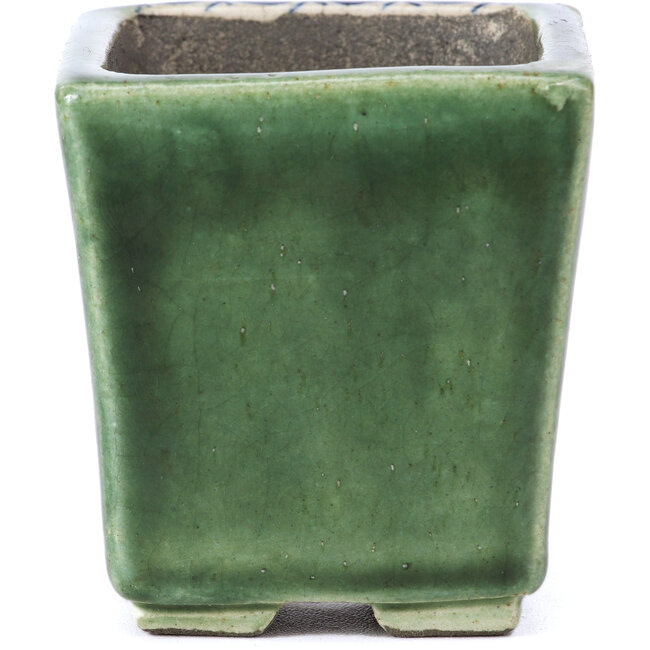 Vierkante groene bonsaipot van Terahata Satomi Mazan - 65 x 65 x 70 mm