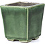 Square green bonsai pot by Terahata Satomi Mazan - 65 x 65 x 70 mm