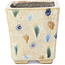 Pot à bonsaï carré beige par Terahata Satomi Mazan - 65 x 65 x 70 mm