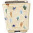 Pot à bonsaï carré beige par Terahata Satomi Mazan - 65 x 65 x 70 mm