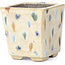 Pot à bonsaï carré beige par Terahata Satomi Mazan - 65 x 65 x 70 mm