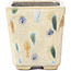 Pot à bonsaï carré beige par Terahata Satomi Mazan - 65 x 65 x 70 mm