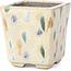 Quadratische beige Bonsaischale von Terahata Satomi Mazan - 65 x 65 x 70 mm