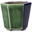 Maceta de bonsái verde hexagonal de Terahata Satomi Mazan - 73 x 65 x 65 mm