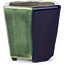 Zeshoekige groene bonsaipot van Terahata Satomi Mazan - 73 x 65 x 65 mm