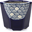 Sechseckige blaue Bonsaischale von Terahata Satomi Mazan - 73 x 65 x 65 mm