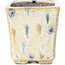Quadratische beige Bonsaischale von Terahata Satomi Mazan - 65 x 65 x 70 mm