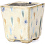 Pot à bonsaï carré beige par Terahata Satomi Mazan - 65 x 65 x 70 mm
