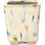 Quadratische beige Bonsaischale von Terahata Satomi Mazan - 65 x 65 x 70 mm