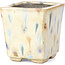 Pot à bonsaï carré beige par Terahata Satomi Mazan - 65 x 65 x 70 mm