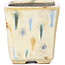 Quadratische beige Bonsaischale von Terahata Satomi Mazan - 65 x 65 x 70 mm