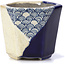 Pot à bonsaï bleu hexagonal par Terahata Satomi Mazan - 73 x 65 x 65 mm