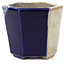 Pot à bonsaï bleu hexagonal par Terahata Satomi Mazan - 73 x 65 x 65 mm