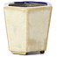 Zeshoekige beige bonsaipot van Terahata Satomi Mazan - 73 x 65 x 65 mm