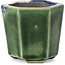 Pot à bonsaï hexagonal vert par Terahata Satomi Mazan - 73 x 65 x 65 mm