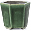 Hexagonal green bonsai pot by Terahata Satomi Mazan - 73 x 65 x 65 mm