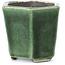 Pot à bonsaï hexagonal vert par Terahata Satomi Mazan - 73 x 65 x 65 mm