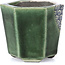 Hexagonal green bonsai pot by Terahata Satomi Mazan - 73 x 65 x 65 mm