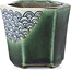 Hexagonal green bonsai pot by Terahata Satomi Mazan - 73 x 65 x 65 mm