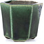 Zeshoekige groene bonsaipot van Terahata Satomi Mazan - 73 x 65 x 65 mm