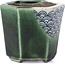 Hexagonal green bonsai pot by Terahata Satomi Mazan - 73 x 65 x 65 mm