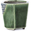 Zeshoekige groene bonsaipot van Terahata Satomi Mazan - 73 x 65 x 65 mm