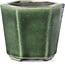 Hexagonal green bonsai pot by Terahata Satomi Mazan - 73 x 65 x 65 mm