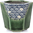Hexagonal green bonsai pot by Terahata Satomi Mazan - 73 x 65 x 65 mm