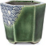 Hexagonal green bonsai pot by Terahata Satomi Mazan - 73 x 65 x 65 mm