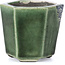 Hexagonal green bonsai pot by Terahata Satomi Mazan - 73 x 65 x 65 mm