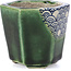 Oval green bonsai pot by Terahata Satomi Mazan - 73 x 65 x 65 mm