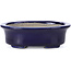 Oval blue bonsai pot by Terahata Satomi Mazan - 110 x 85 x 33 mm