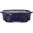 Oval blue bonsai pot by Terahata Satomi Mazan - 110 x 85 x 33 mm