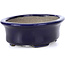 Oval blue bonsai pot by Terahata Satomi Mazan - 110 x 85 x 33 mm