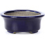 Oval blue bonsai pot by Terahata Satomi Mazan - 110 x 85 x 33 mm