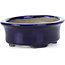 Oval blue bonsai pot by Terahata Satomi Mazan - 110 x 85 x 33 mm