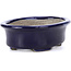 Ovale blaue Bonsaischale von Terahata Satomi Mazan - 110 x 85 x 33 mm