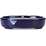 Oval blue bonsai pot by Terahata Satomi Mazan - 140 x 115 x 32 mm