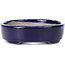 Oval blue bonsai pot by Terahata Satomi Mazan - 140 x 115 x 32 mm