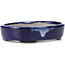 Oval blue bonsai pot by Terahata Satomi Mazan - 140 x 115 x 32 mm