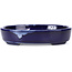 Oval blue bonsai pot by Terahata Satomi Mazan - 157 x 130 x 35 mm