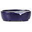 Oval blue bonsai pot by Terahata Satomi Mazan - 160 x 132 x 47 mm