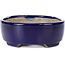 Oval blue bonsai pot by Terahata Satomi Mazan - 160 x 132 x 47 mm